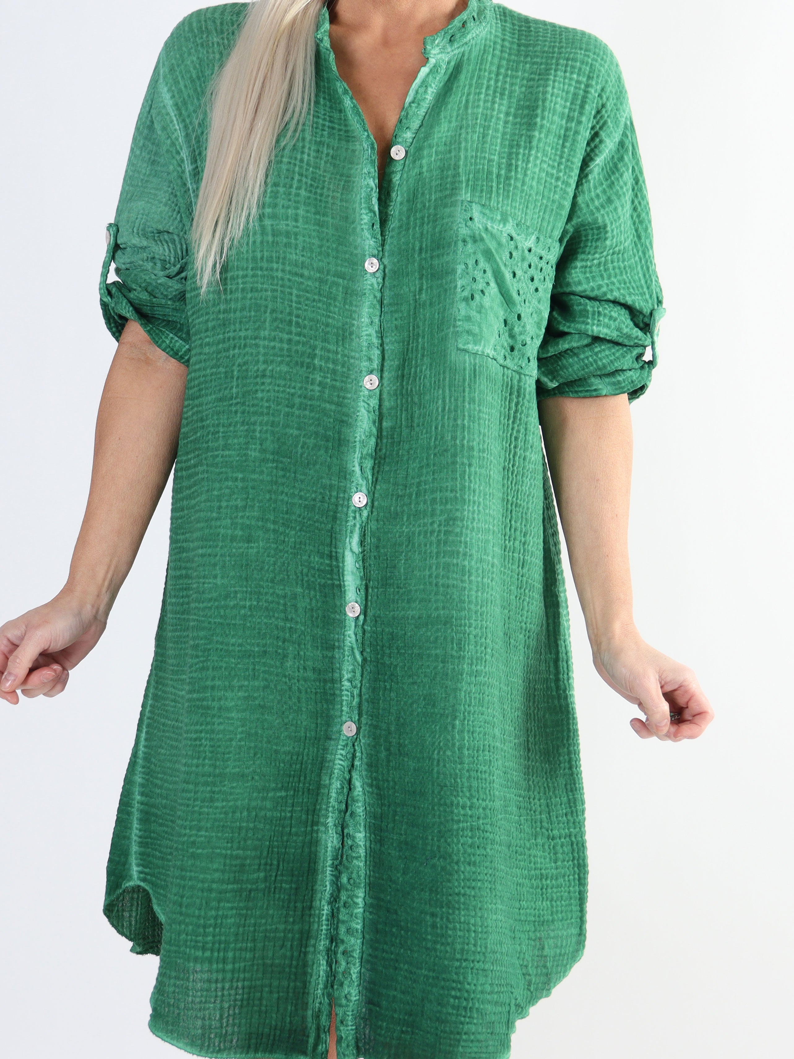 Inez - Plus size lang blød skjorte i bæk og bølge stof